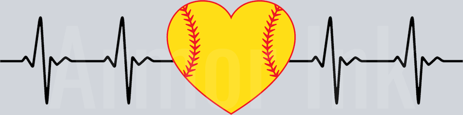 Softball Hearbeat DTF transfer
