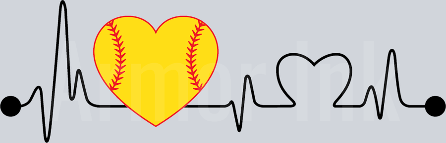 Softball Hearbeat DTF transfer