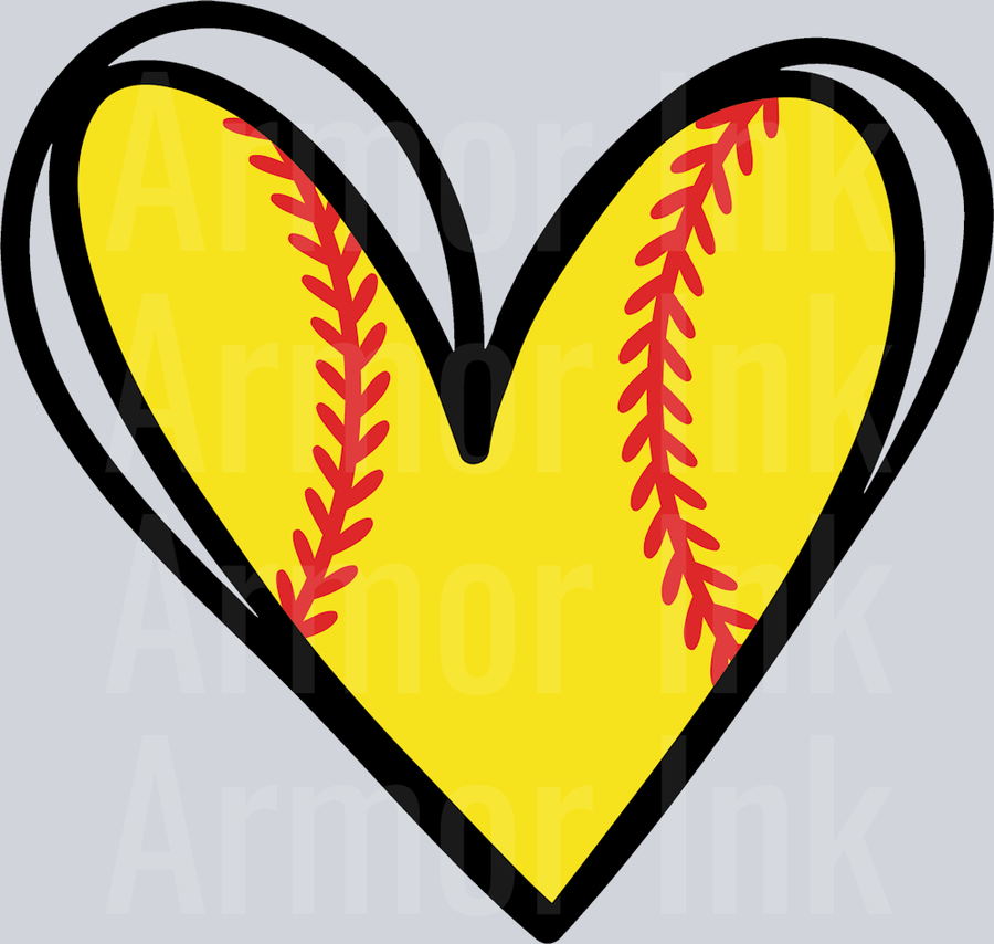 Softball Heart DTF transfer