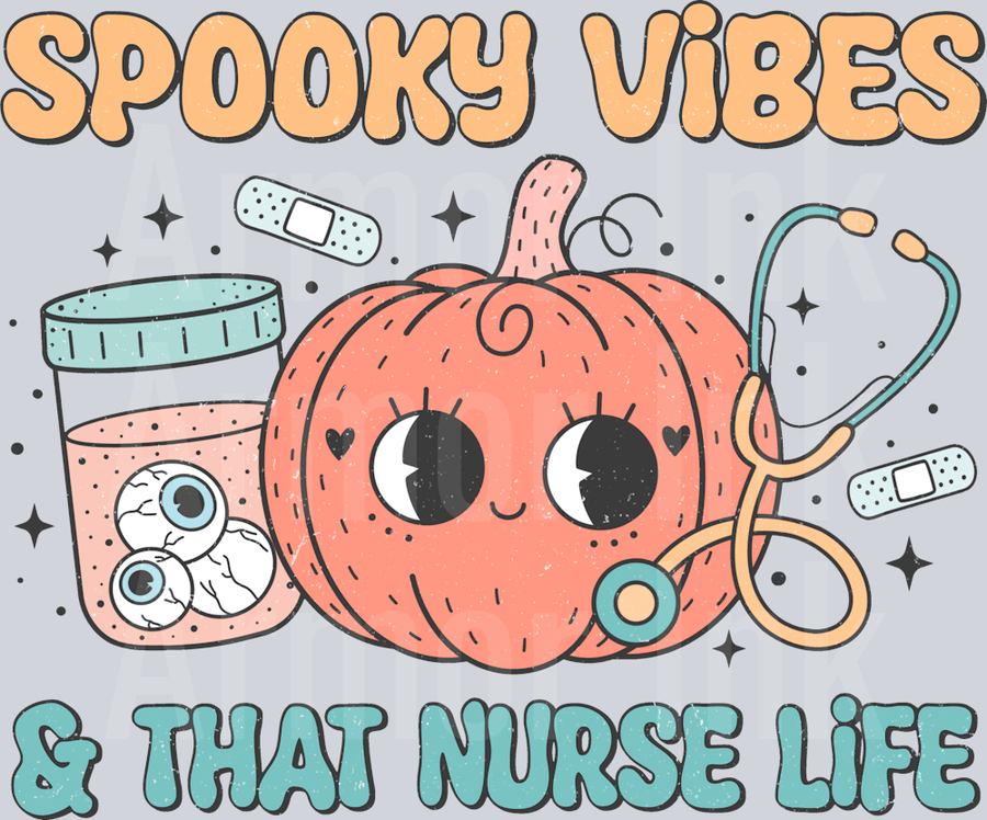Spooky Vibes and That Nurse Life DTF transfer