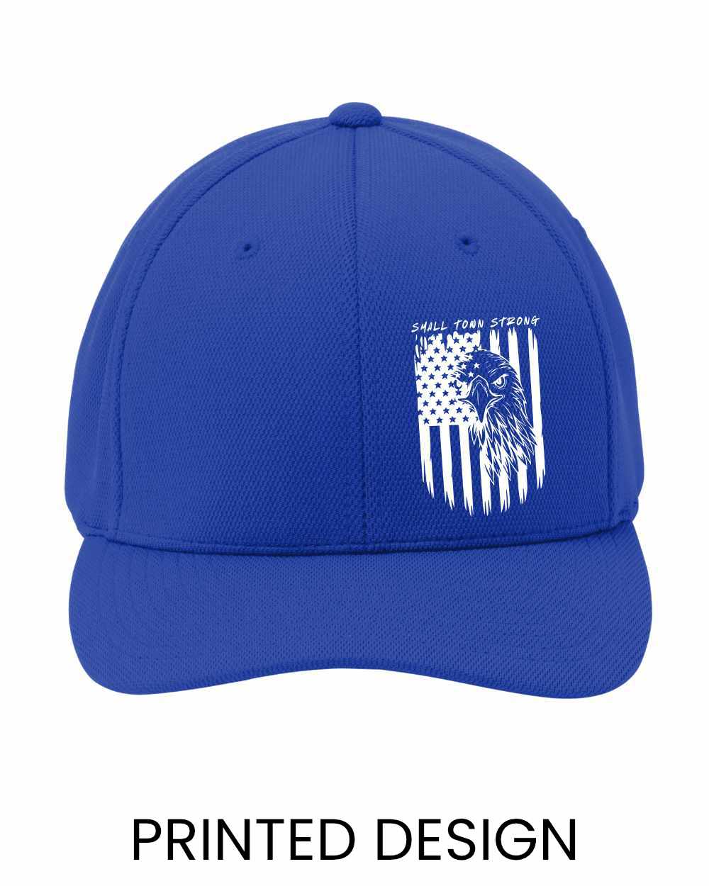 Blue hat with American flag and eagle design