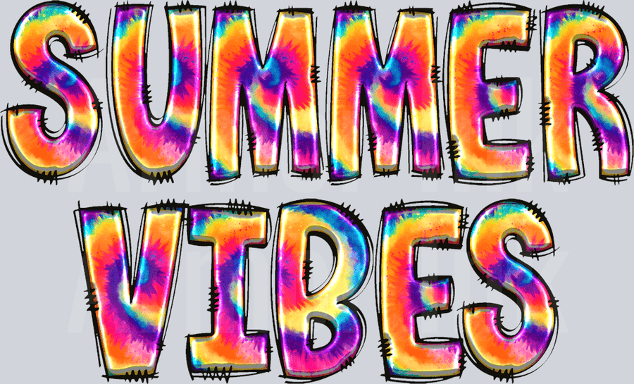 Summer Vibes Tie Dye DTF transfer