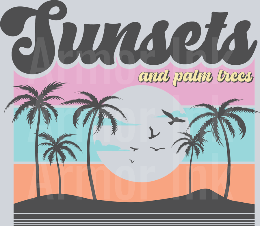Sunsets And Palm Trees DTF transfer