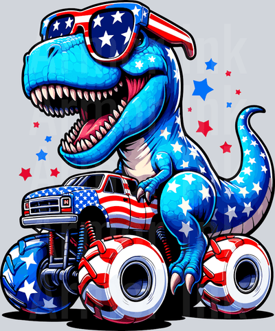 T-Rex Riding Monster Truck DTF transfer