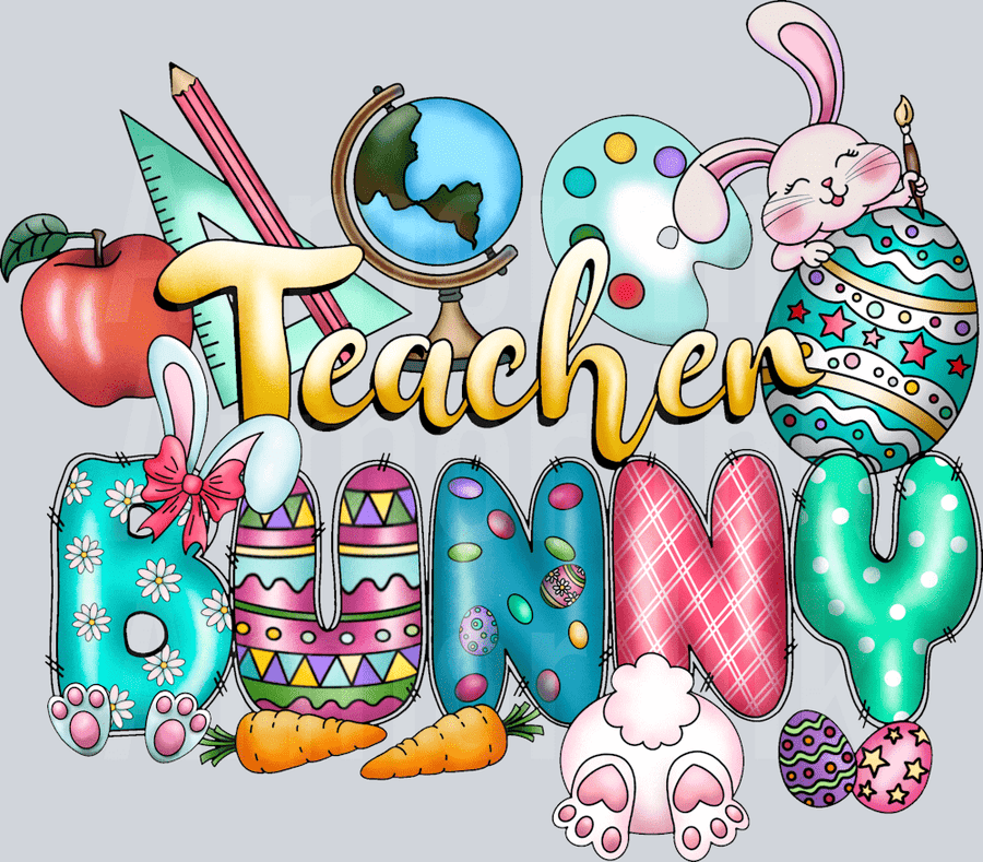 Teacher Bunny DTF transfer