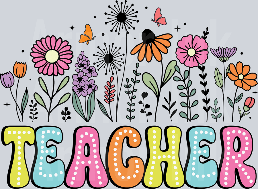 Teacher Floral DTF transfer
