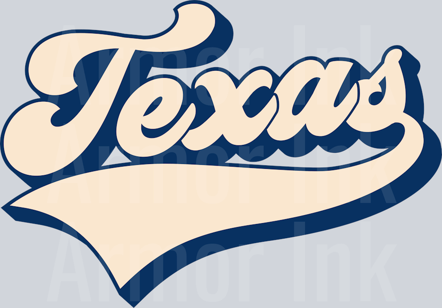 Texas Off White Blue DTF transfer