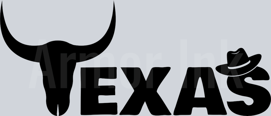 Texas With Longhorn And Hat DTF transfer