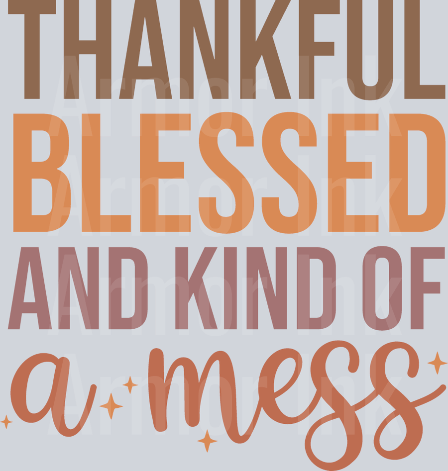 Thankful Blessed and Kind Of A Mess DTF transfer