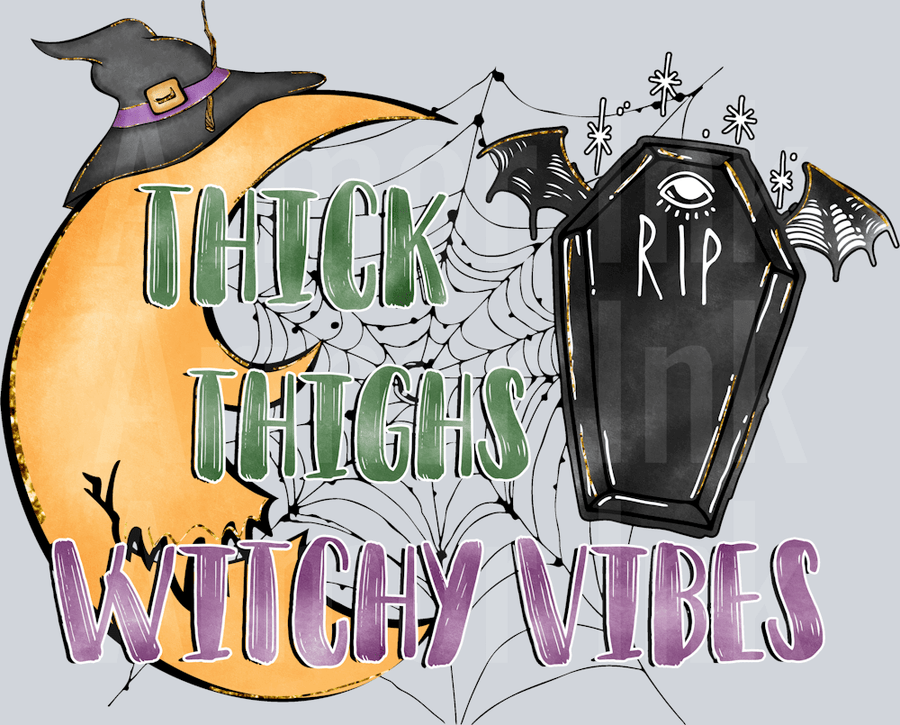 Thick Thighs And Spooky Vibes DTF transfer