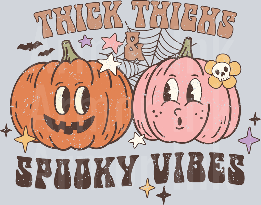 Thick Thighs Spooky Vibes DTF transfer