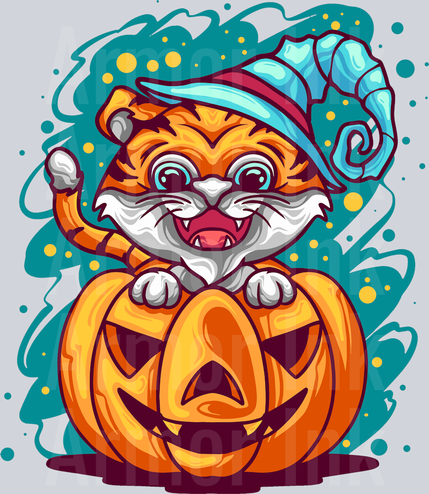 Tiger Pumpkin DTF transfer