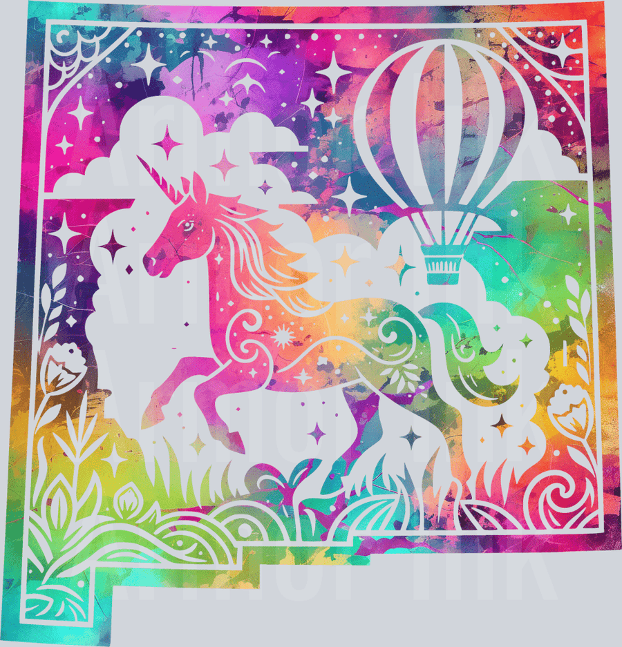 Unicorn Balloon Colorsplash DTF transfer
