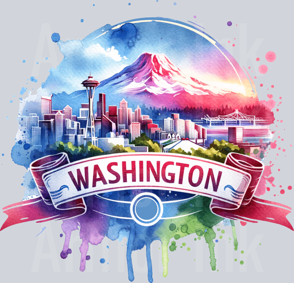 Washington Colorful Red Words