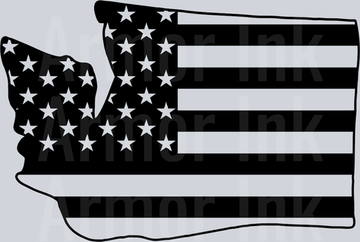 Washington State Shape American Flag Black