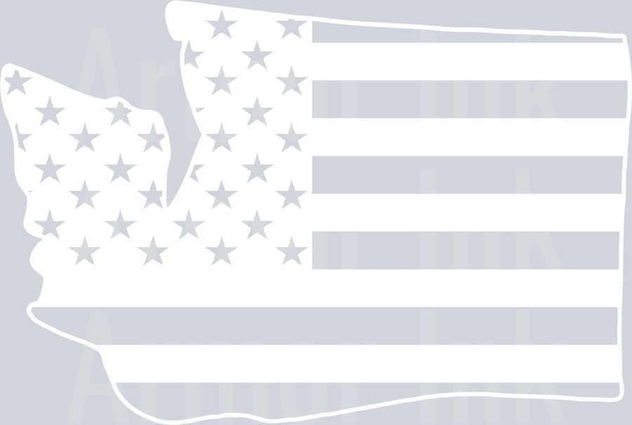 Washington State Shape American Flag White DTF transfer