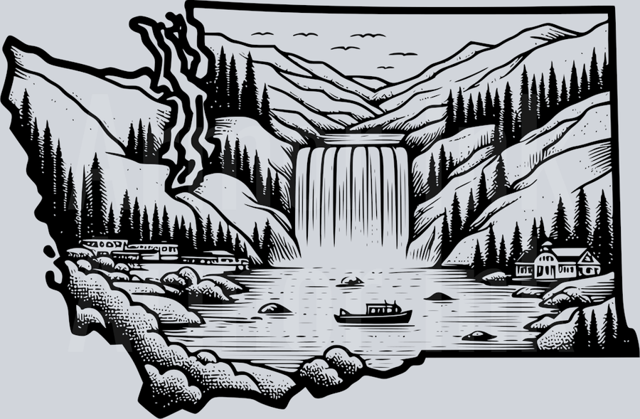 Washington Waterfall DTF transfer