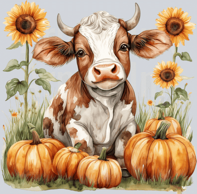 Fall Cow DTF transfer