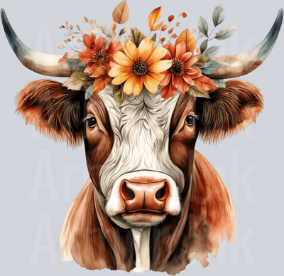 Fall Cow DTF transfer