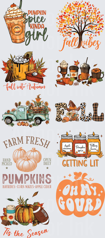 Fall Fest Pre-made 5 Foot (23x52) DTF Gang Sheet