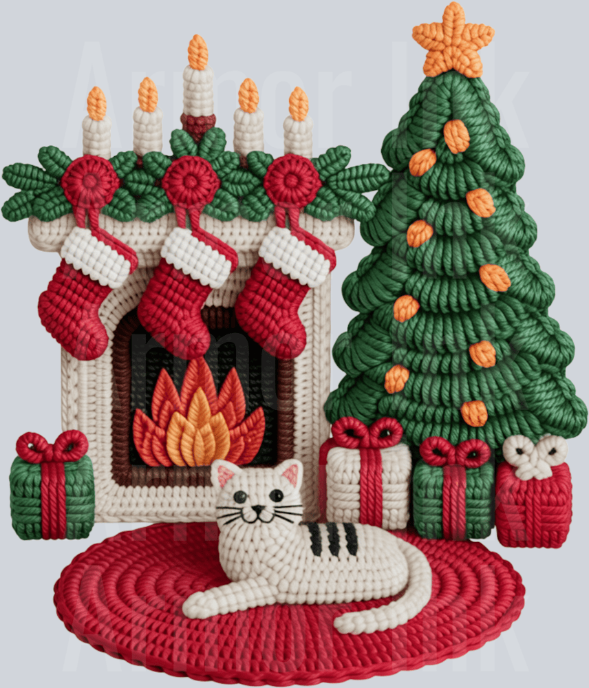 Crochet Fireplace Scene