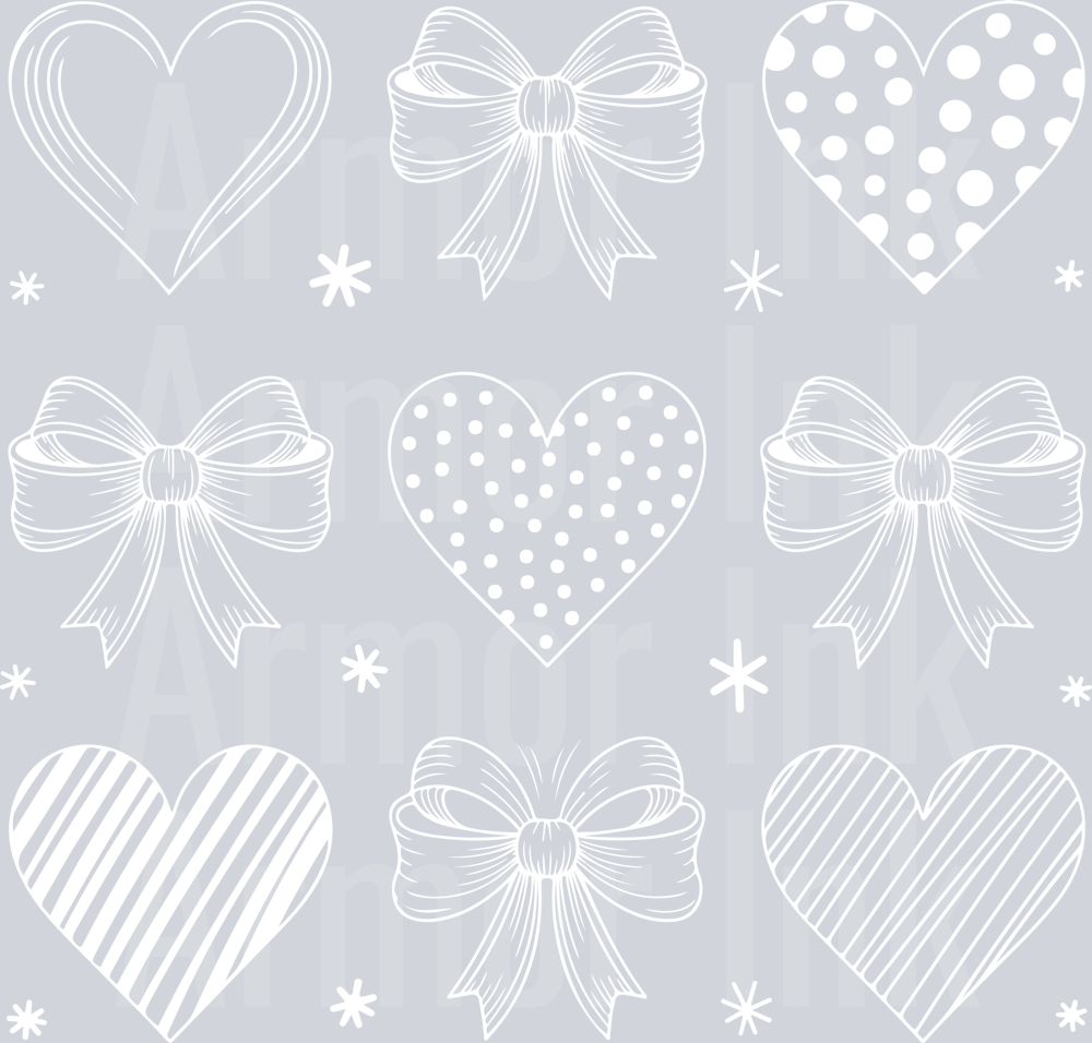 Hearts Bows Valentine White