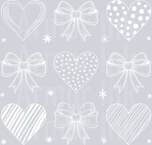 Hearts Bows Valentine White