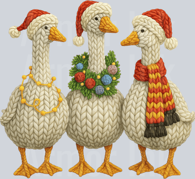 Yarn Crochet Christmas Silly Goose DTF transfer