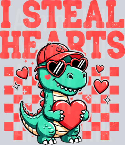 I Steal Hearts Dino Valentine DTF transfer