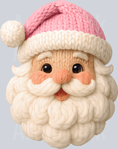 Crochet Pink Santa DTF transfer