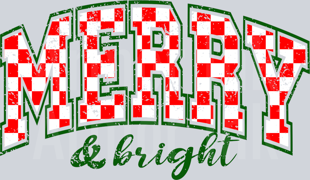 Merry Christmas Green Checker