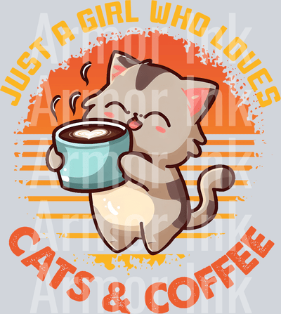 Just A Girl Who Loves Cats And Coffee DTF transfer