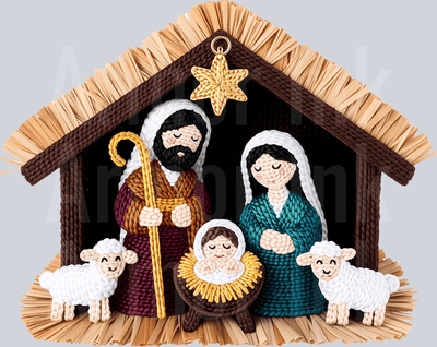 Yarn Crochet Jesus Christmas DTF transfer