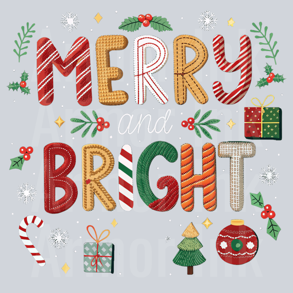 Faux Yarn Merry and Bright Christmas