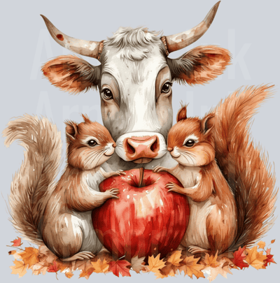 Fall Cow DTF transfer