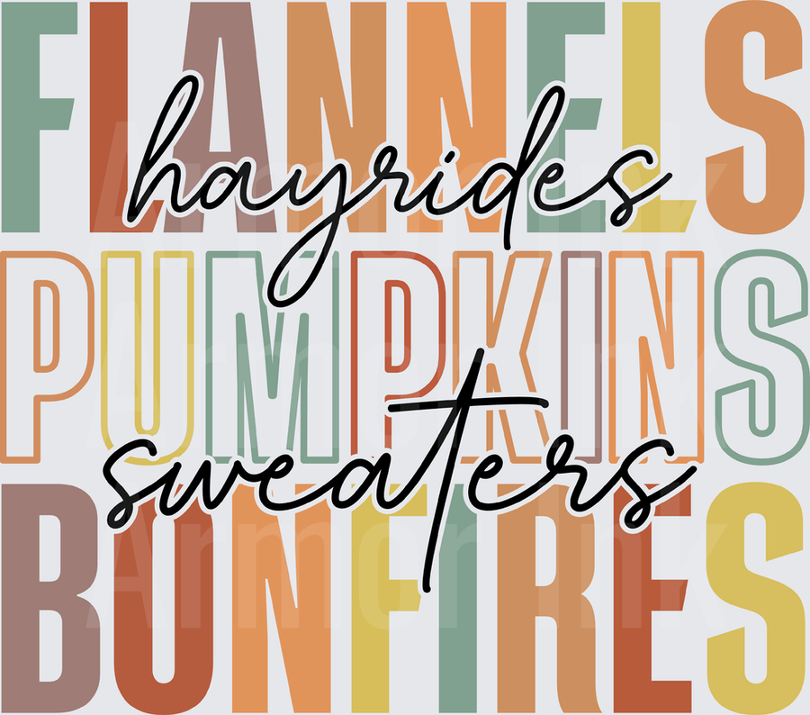Flannels pumpkins bonfires hayrides sweaters DTF transfer