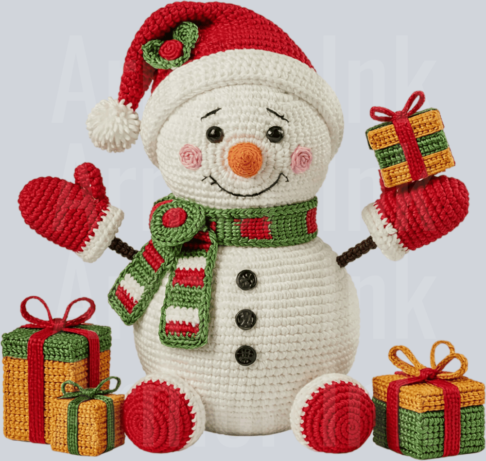 Crochet Snowman With Gifts