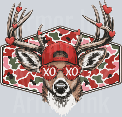 Deer Camo Valentine DTF transfer