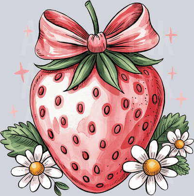 Strawberry and flowers DTF transfer
