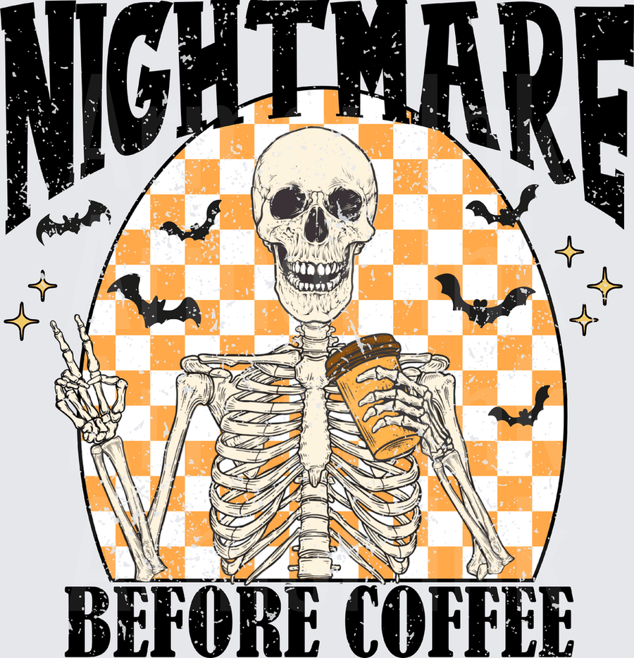 Nightmare Before Coffee DTF transfer