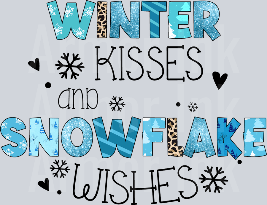 Winter Kisses And Snowflake Wishes DTF transfer