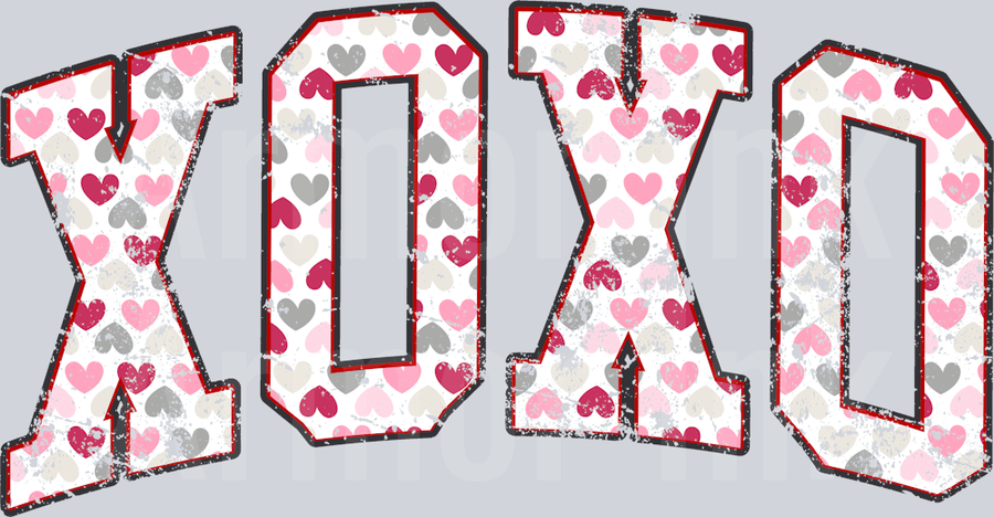 XOXO Hearts DTF transfer